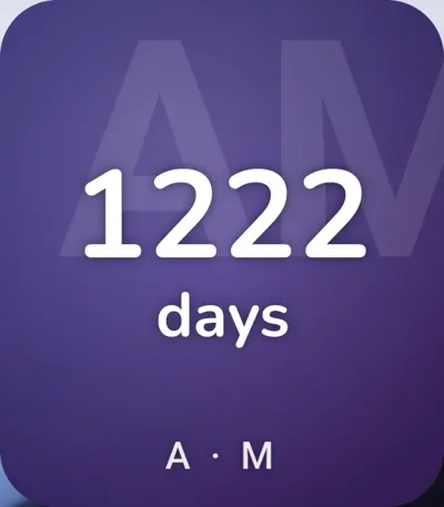 Together widget with the monogram background: 1222 days