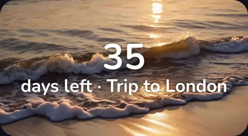 Together widget, wide: 35 days left, Trip to London